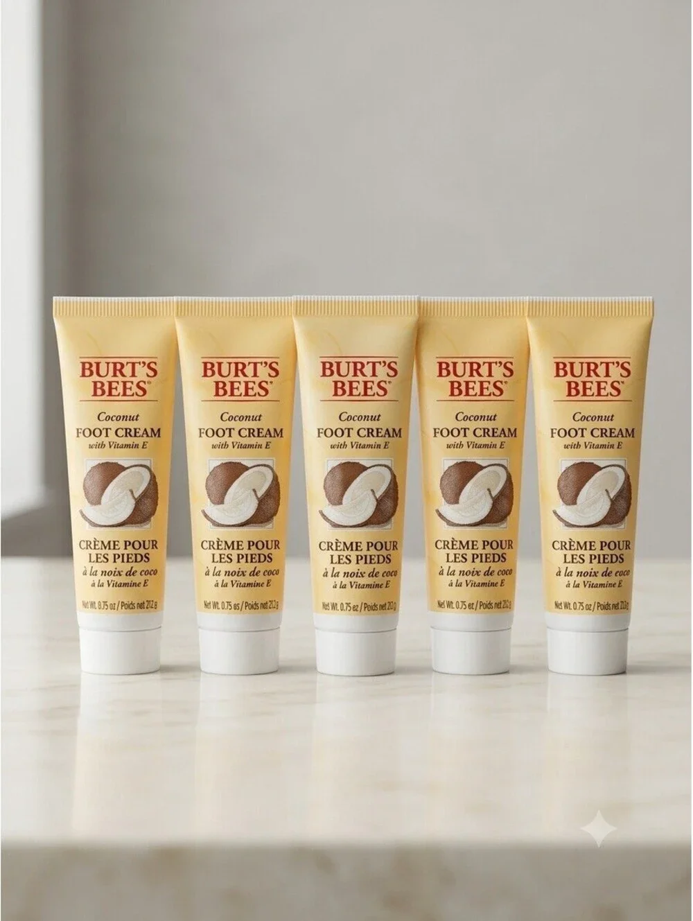 Burt’s Bees Coconut Foot Cream with Vitamin E - 0.75 oz / 21.2g Each (Lot of 5)
